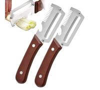 Edelstahl-Sparschäler Set - Doppelpack Holzdesign Griff, Integrierter Kapselheber, Vielseitiges Reibe-Werkzeug für Früchte, Robuster Pendelschäler | Haushalt Küche Kochen Rohkost Salat-Vorbereitung Ki