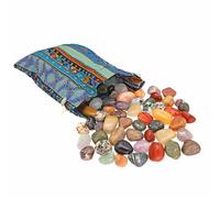 Edelstein Set | Bunter Trommelstein Mix | Praktisch im farbenfrohen Beutel | Echte Edelsteine Lebensquelle Más, M+L, Piedra semipreciosa, Varios
