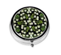 Edelweiss alpina suiza floral, Pastillero, Pastillero redondo Pequeño contenedor de pastillas Organizador de pastillas de viaje