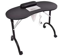 EDELWEISS BEAUTY Mesa Plegable, Incluye Aspirador y reposamuñecas Negro (Adecuada para manicura, reconstrucción de uñas y decoración de uñas) (Negro)