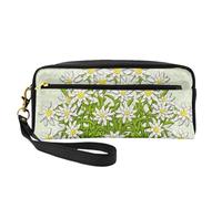 Edelweiss Flores de montaña suizas, Bolsa de Maquillaje Bolsa de cosméticos Bolsa de Aseo de Viaje portátil Estuche de Cuero para Mujeres y niñas