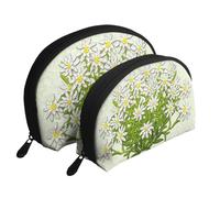 Edelweiss Flores de montaña suizas, Bolsa de Maquillaje de Concha, Monedero pequeño para Mujer, Bolsa de artículos de tocador, Bolsa de cosméticos, 2 Piezas