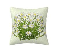 Edelweiss - Funda de almohada con cremallera oculta, diseño de flores suizas, funda de cojín de poliéster, funda de almohada decorativa con impresión de doble cara