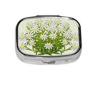 Edelweiss - Pastillero con 2 compartimentos, diseño de flores de montaña suizas, organizador portátil