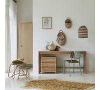 Eden - Escritorio infantil de teca maciza con cajón de almacenaje H 74 x B 160 x T 60 cm