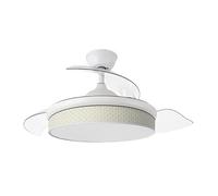 Eden pulse Ventilador blanco/cañizo blanco 91D, 3 aspas desplegables 72W, mando, temporizador, 37/52X40/91 cm