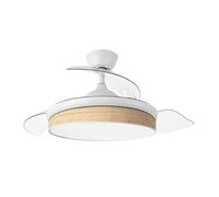 Eden pulse Ventilador DC 72W Blanco/cañizo, 3 aspas, 7200 lm, 3000-4000-6000K, control remoto, memoria, temporizador, ideal para confort y ahorro energético.
