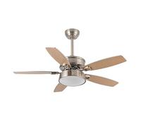 Eden pulse Ventilador níquel de techo 5 aspas reversibles plata-haya, 30W 2850 lm, 46/56,2x106,7x106,7 cm