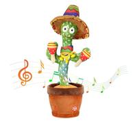 Edencomer Cactus Bailarín, Cactus Bailarin Repite Español, Cactus Parlante Que Baila Habla Repite, Juguete para Bebé con Luces y Canciones, para Navidad o Cumpleaños (Tamborilero)