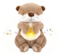 Edencomer Peluche Nutria con Respiración Simulada, Luz Nocturna y Música Relajante - Muñeco Sensorial para Dormir, Alivia la Ansiedad en Bebés y Adultos (Nutria Bebé)