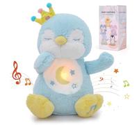 Edencomer Peluche Que Respira, Bebe Dormir Peluche Respiras Ansiedad, Stitch Que Respira con Música Luces Movimientos De Respiración, Juguete para Bebés Recién Nacidos Niñas y Niños (Pingüino Azul)
