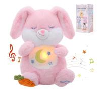Edencomer Peluche Que Respira para Bebé, Muñeco Dormir Antiansiedad con Música y Luces, Movimiento de Respiración, Juguete para Recién Nacidos (Conejito Rosa) - Regalo de Pascua