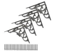 Edenic 4pcs Scaffold Board Shelf Brackets - 5x5 Inch Black Cast Iron Heavy Duty Wall Bracket for Shelves with 24 Wall Mounted Screws 25mmx3.5mm for Kitchen, Living Room, Outdoor Countertop Support
