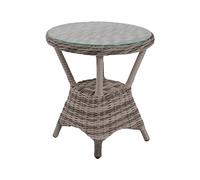 Edenjardi Mesa Auxiliar Elegante, de jardín, Aluminio y ratán sintético Redondo, Color marrón, Mesa:50x50x55