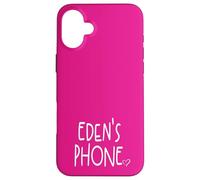 Eden's Phone Eden Nombre Personalizado Blanco Rosa Carcasa para iPhone 16 Plus