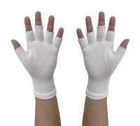 Edenswear Guantes sin dedos con infusión de zinc para mujeres y hombres con eccema, terapia de envoltura húmeda (Blanco, L)