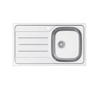 Edesa Fregadero Cocina con Escurridor Izquierdas 1 Seno VELETA SE 86x50 cm Sobre Encimera Profundidad 18 cm Base Fondo Absorbente Accesorios Incluidos Color Gris Acero Inoxidable