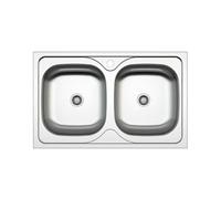 Edesa Fregadero Cocina Sobre Encimera 2 Cubetas Cuadradas Veleta SE 80 cm 79x50 cm Profundidad Cubeta 20 cm Fonoabsorbente Accesorios Incluidos Válvulas Tapones y Tubo Color Acero Inoxidable