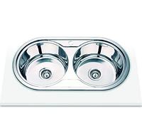 Edesa | Fregadero Sobre Encimera | Modelo NOMBRE - C | Fregadero de Encastre | 2 Cubetas Redondas | Fregadero de Cocina con Orificio para Grifo | Ancho de 80 cm | Acabado en Acero Inoxidable