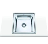 Edesa Fregadero Sobre Encimera VELETA SE 50 1C de Encastre, 1 Cubeta Cuadrada, Fregadero de Cocina con Orificio para Grifo, Ancho de 50 cm, Acero Inoxidable
