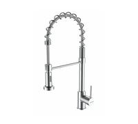 EDESA Grifo Cocina YOSEMITE CROMO Monomando Caño Alto Giratorio 360º Acero Inoxidable Pescadera Aireador Función Ducha Anticalcáreo Cartucho Cerámico Reductor Caudal 5L Acabado Cromado