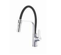 EDESA Grifo De Cocina VICTORIA CROMO/B Monomando Caño Alto Giratorio 360º Acero Inoxidable Aireador Anticalcáreo Cartucho Cerámico Apertura Frío Reductor Caudal 5L Acabado Cromado Bicolor