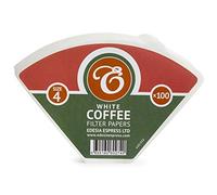 EDESIA ESPRESS - 100 Filtros de Café Cónicos de Papel - Filtro de Café N°4 para Cafetera Manual, Método Pour-Over y Preparación Suave - Tamaño 4 Blanco