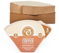 EDESIA ESPRESS - 300 Filtros de Café Cónicos de Papel - Filtro de Café N°3 para Cafetera Manual, Método Pour-Over y Preparación Suave - Tamaño 3 Marrón