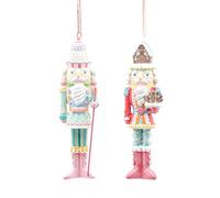 EDG Decoración de soldado de marzapán Poly ASS2, decoración para árbol de natalidad, juego de 2 unidades, color: verde y rosa