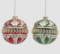EDG Enzo De Gasperi - Bola de Navidad Rococó, 10 cm de diámetro, color verde rojo, 1 unidad