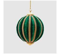 EDG - Enzo De Gasperi Bola navideña con segmentos dorados, esfera colgante, decoración navideña de terciopelo D10cm 2 variantes (1ud) VERDE