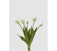 EDG Enzo De Gasperi Enzo De Gasperi - Ramo de 5 tulipanes con hojas artificiales, 40 cm de altura, color blanco