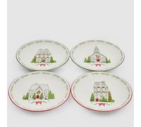 EDG Enzo De Gasperi - Platos de postre navideños, juego de 4 piezas, 15 cm, porcelana, mesa de Navidad