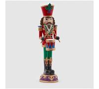 EDG - Enzo De Gasperi Soldado Cascanueces navideño con tambor y base, figura navideña de resina Al. 35 cm