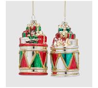 EDG - Enzo De Gasperi Tambor navideño para colgar, decoración navideña de cristal D6xH12 cm 2 variantes (1ud) ORSO