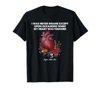 Edgar Allan PoE Corazón Cita Gótico Floral Literatura Arte Camiseta