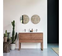 Edgar - Mueble de baño de nogal macizo y terrazo prémium Moon de 120 cm H 90 x B 120 x T 46 cm