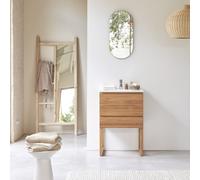 Edgar - Mueble de baño de teca maciza y cerámica de 60 cm H 88 x B 60 x T 45 cm