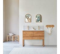 Edgar - Mueble de baño de teca maciza y terrazo moon de alta calidad de 120 cm H 90 x B 120 x T 46 cm