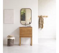 Edgar - Mueble de baño de teca maciza y terrazo rosa de 60 cm H 88 x B 60 x T 45 cm