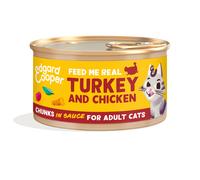 Edgard & Cooper Adult Trocitos de Pavo y Pollo de Corral en Salsa Lata Gatos 18 x 85 gr
