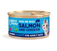 Edgard & Cooper Adult Trocitos de Salmón y Pollo de Corral en Salsa Lata Gatos 85 gr