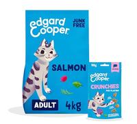 Edgard & Cooper Alimento Seco para Gatos Salmón 4 kg + Premios para Gatos Salmón Crunchies 1x50g - Pack de Croquetas y Premios