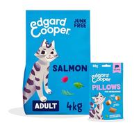 Edgard & Cooper Alimento Seco para Gatos Salmón 4 kg + Premios para Gatos Salmón Pillows 1x60g - Pack de Croquetas y Premios