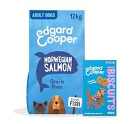 Edgard & Cooper Alimento Seco para Perros Salmón Sin Cereales 12 kg + Galletas para Perros Salmón 1x400g - Pack de Croquetas y Premios