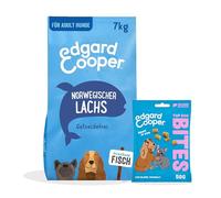 Edgard & Cooper Alimento Seco para Perros Salmón Sin Cereales 7 kg + Premios para Perros Salmón Bites 1x50g - Pack de Croquetas y Premios