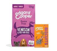Edgard & Cooper Alimento Seco para Perros Venado y Pato Sin Cereales 12 kg + Galletas para Perros Pollo 1x400g - Pack de Croquetas y Premios