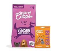 Edgard & Cooper Alimento Seco para Perros Venado y Pato Sin Cereales 7 kg + Premios para Perros Pollo Bites 1x50g - Pack de Croquetas y Premios