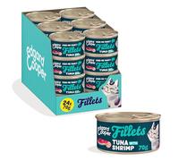 Edgard Cooper Comida humeda gatos, Adultos,Atún & Gambas, 70g x 24, filetes para gatos, Pienso gatos Esterilizados y Activos, Sin cereales, Ingredientes naturales