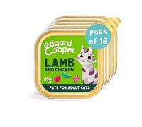 Edgard Cooper Comida humeda gatos, Adultos,Cordero & Pollo, 85g x 16, Pate gatos, Pienso gatos Esterilizados y Activos, Sin cereales, Ingredientes naturales, Hipoalergénico